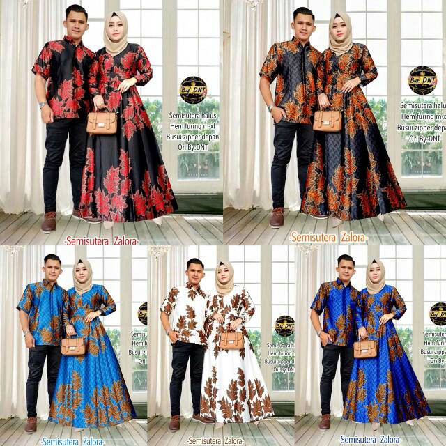 Baju Batik Couple Premium Semisutra Zalora / Batik Sarimbit (geser gambar untuk melihat yang lain)