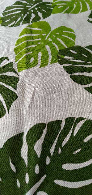 Taplak Meja Tamu Panjang Minimalis Mewah Modern Rumbai Tassel - Motif Daun Monstera