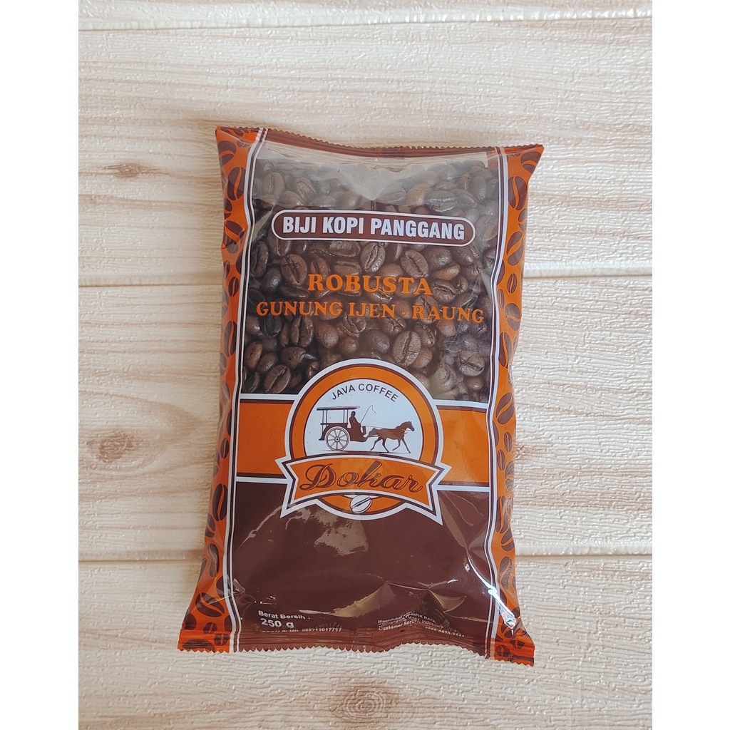 

Kopi goreng Java Robusta 250 gram Kopi O DOKAR Robusta Roasted Coffee Bean Indonesia (GUNUNG IJEN)