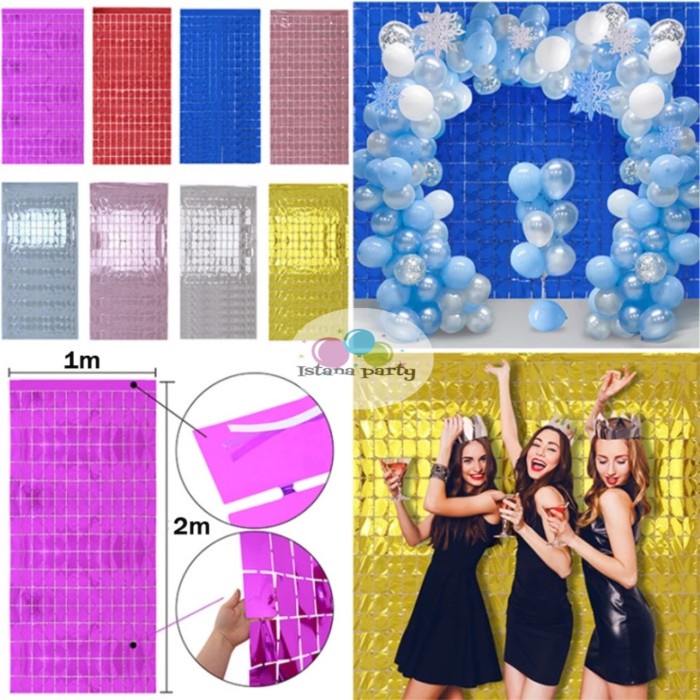 Tirai rumbai foil kotak / backdrop curtain tirai foil kotak