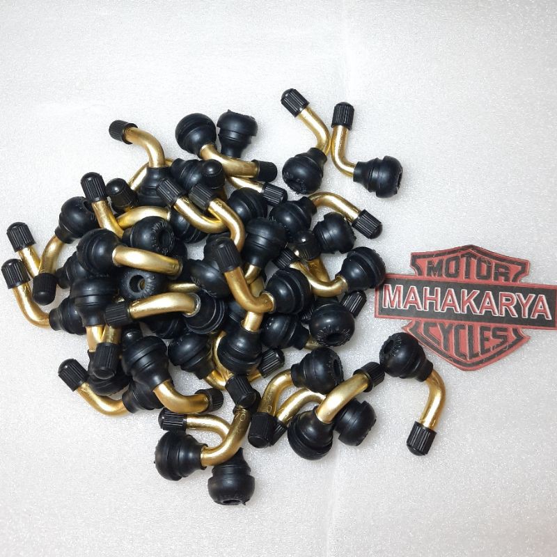 PENTIL TUBELESS TUBLES BENGKOK KARET KUNINGAN SCOOPY VESPA MIRING 90 DERAJAT 1PCS