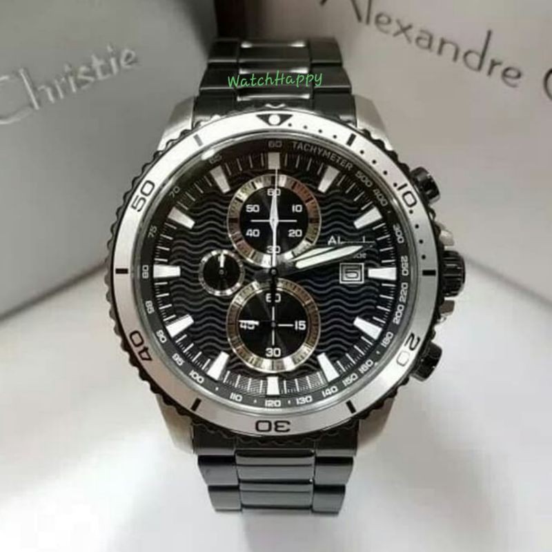 WatchHappy Alexandre Christie AC 6482 MC AC6482 MC 6482MC 6482 MC Men Dial Black Crono 100%Original