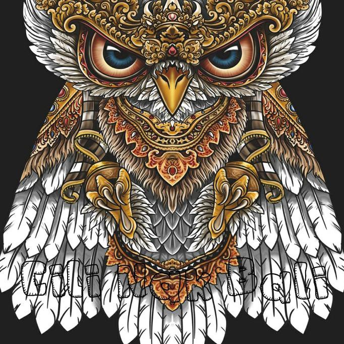 Promo Kain Print Layangan Layang Layang Celepuk Burung Hantu Bali - Putih