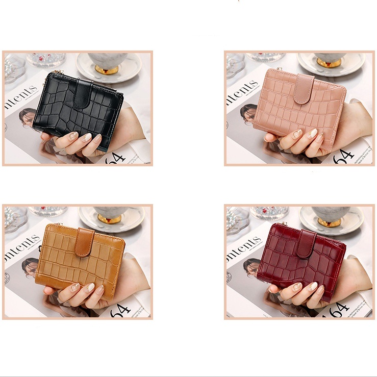 DOMPET LIPAT KOREA WANITA KULIT CROCO MINI KARTU LIDAYE IMPORT PREMIUM SLOT KARTU UANG KOIN KECIL PENDEK TIPIS FASHION REMAJA LUCU SIMPLE KEKINIAN MURAH CEWEK