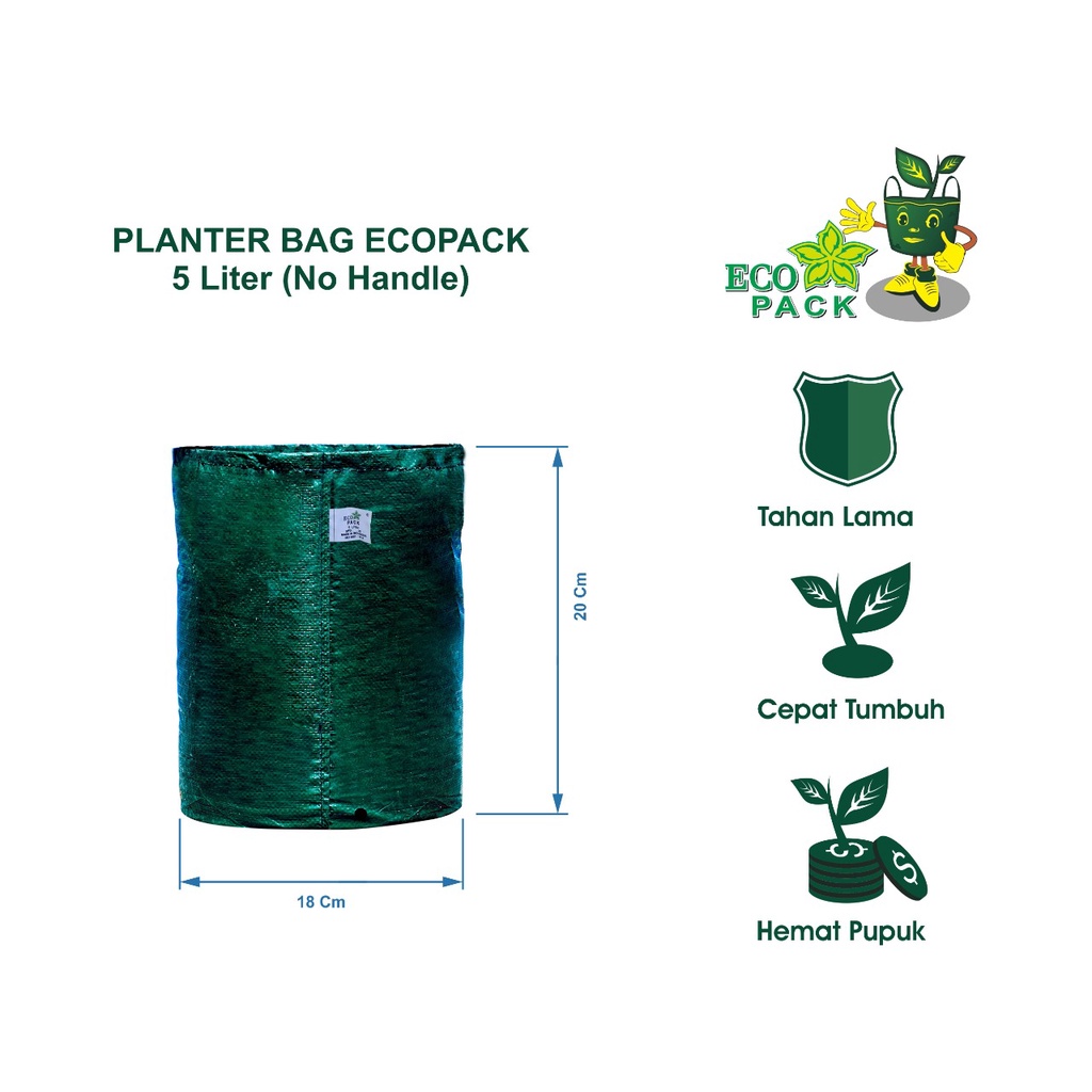 Planter Bag Eco Pack 5 Liter Grow Bag Ecopack Kualitas Premium