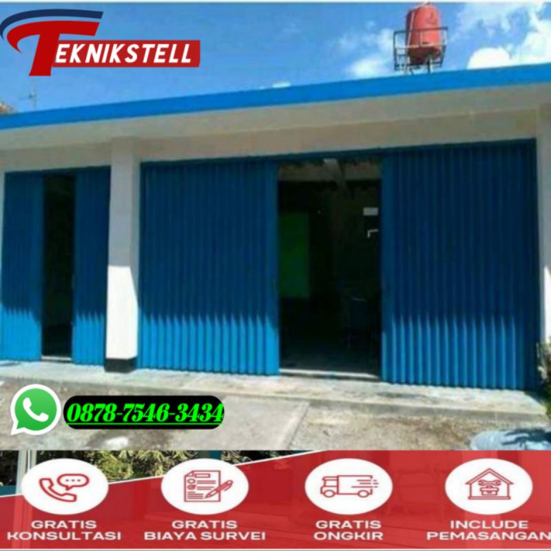 Pintu Folding Gate Besi Slat 0.8mm Murah