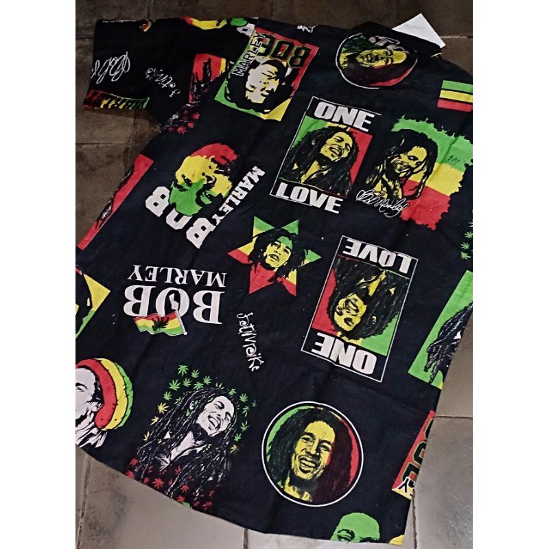 kemeja rasta reggae bob marley rege jamaika gimbal slanking baju musik