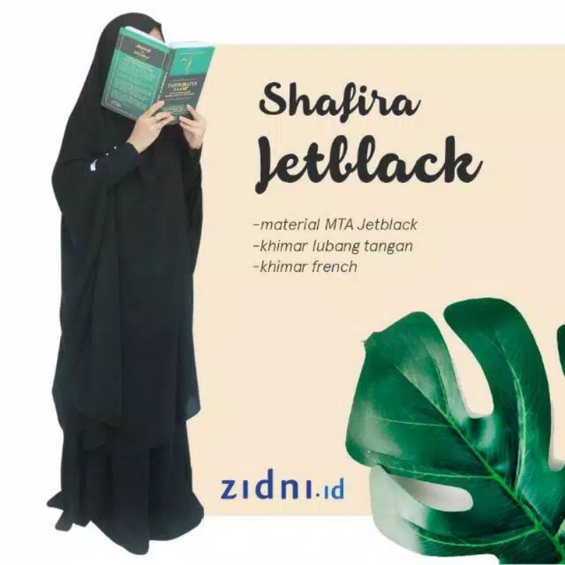 preloved French Khimar Shafira jetblack by Zidni Sunnah ID
