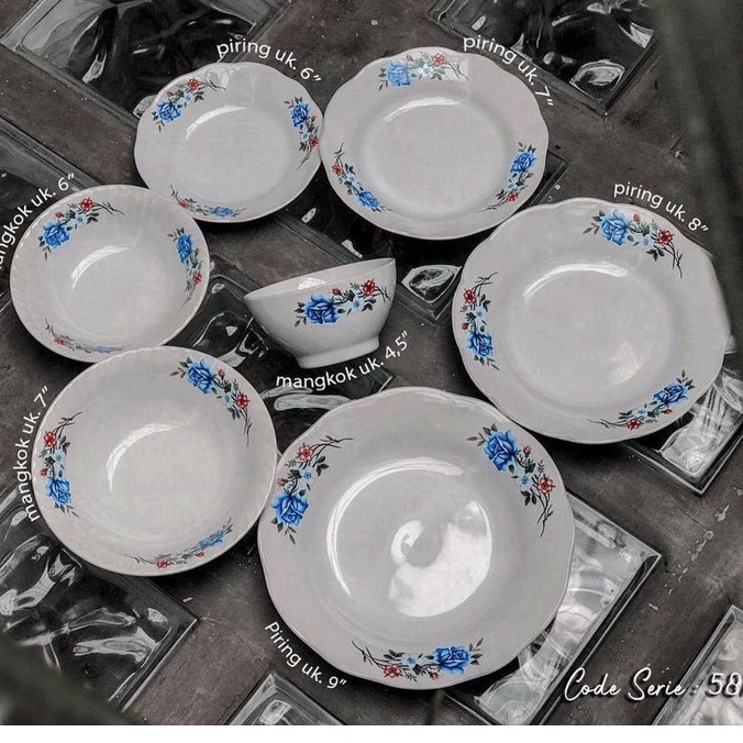 Vicenza Piring Lusin - Piring Keramik Jadul Lucky Motif Bunga Kembang Rose