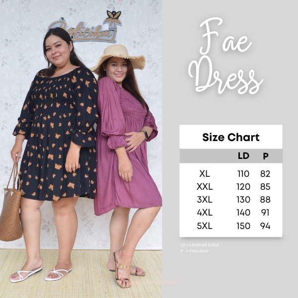 Balicihui Dress Fae Dress Plus Size Big Size Jumbo Dress Wanita Curvy Dress