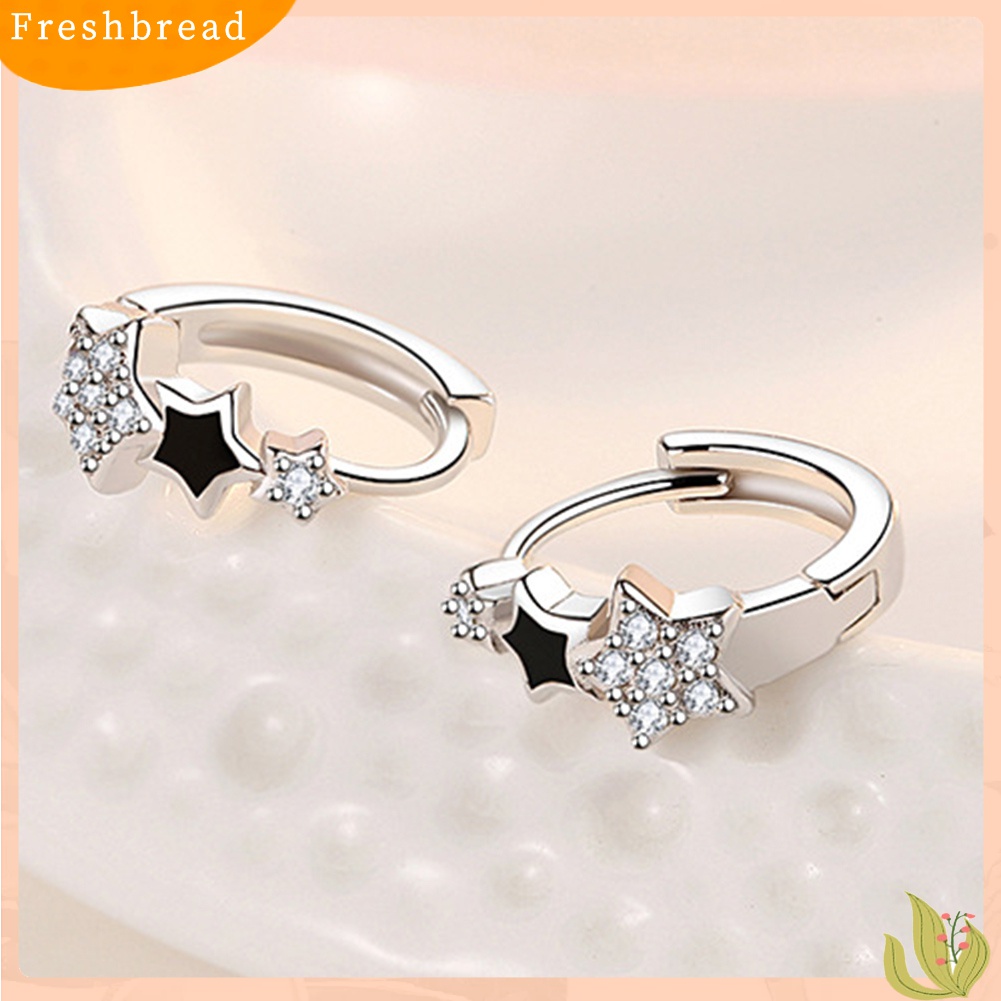 [TERLARIS]Women Cubic Zirconia Inlaid Star Huggie Earrings Fashion Piercing Jewelry Gift