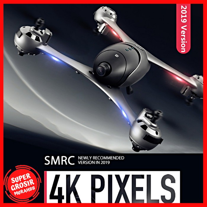 Drone Quadcopter SMRC 4K Camera WiFi FPV Follow Me Altitude Hold M6 Silver GARANSI