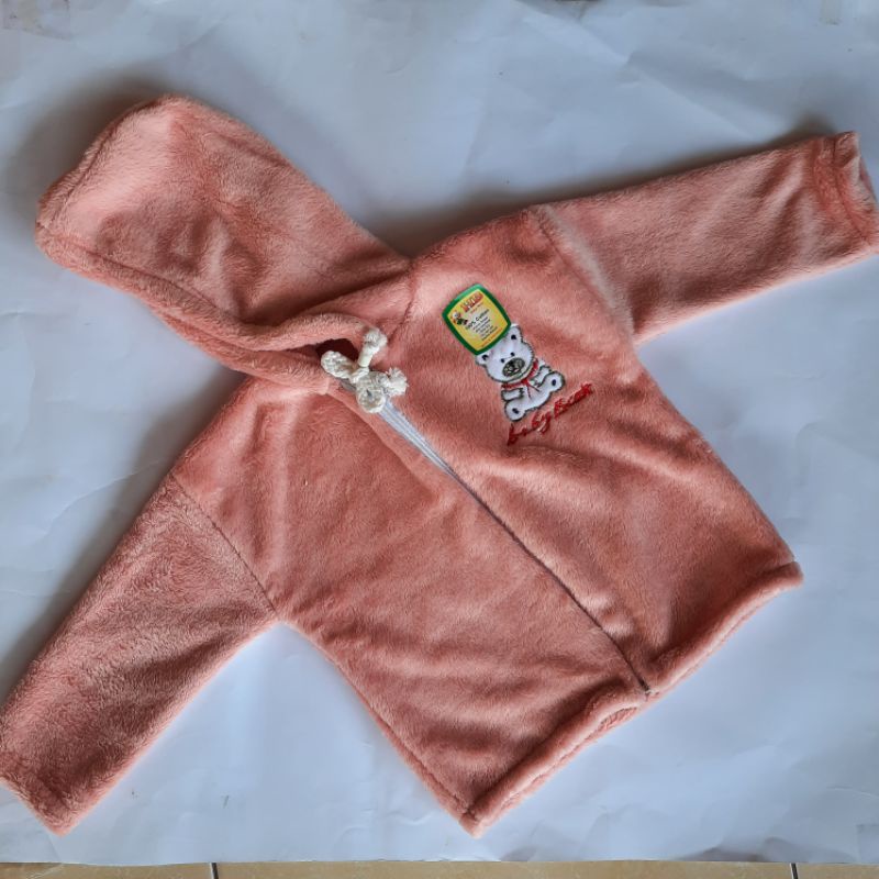 JAKET BAYI BULU BORDIR-Peach