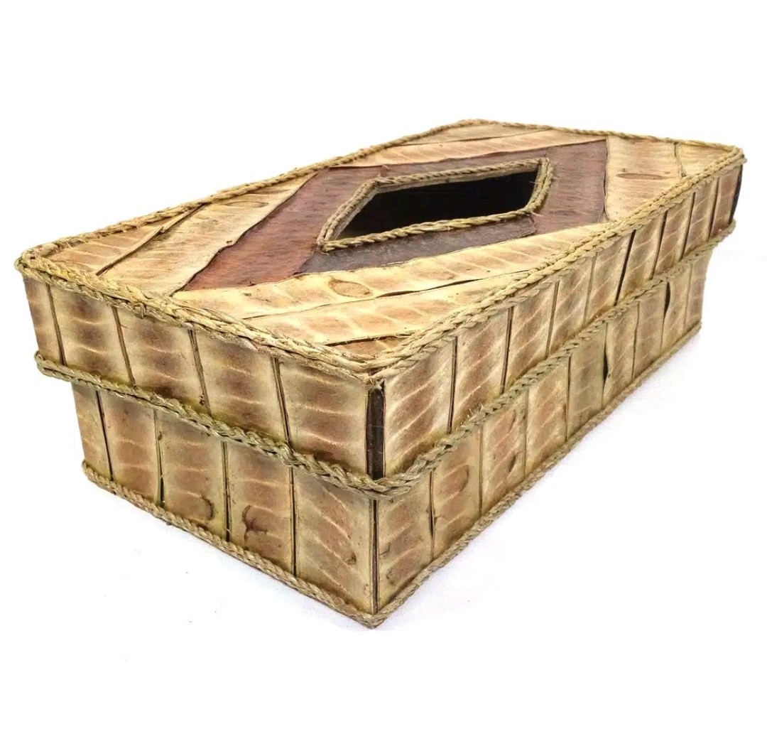 Kotak Tisu / Tempat Tissue Lamtoro Etnik 24x12x7.5 Cm - Natural