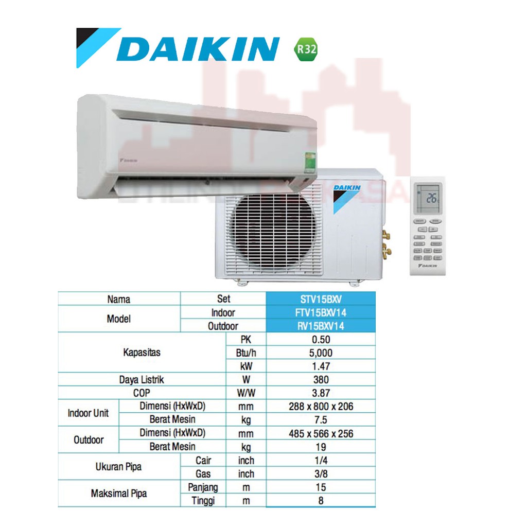  AC  Daikin 1 2 PK FTV15BXV14 Standart Malaysia Shopee 