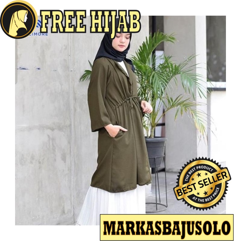 CARDIGAN COAT RAINY MOSCREPE PREMIUM / CARDIGAN WANITA PANJANG RAJUT MOTIF BATIK PUTIH