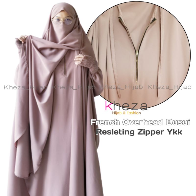 Khimar  French Busui Overhead Wolfies & Jetblack Luewitex By Kheza | French One Piece Floor long