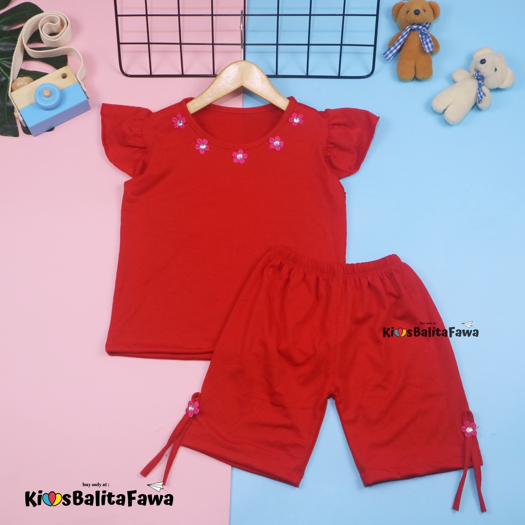 Setelan Oceana Bayi 3-18 Bulan /Set Baju Lengan Celana Pendek Adem Anak Perempuan Polos Balita Babycinnamon