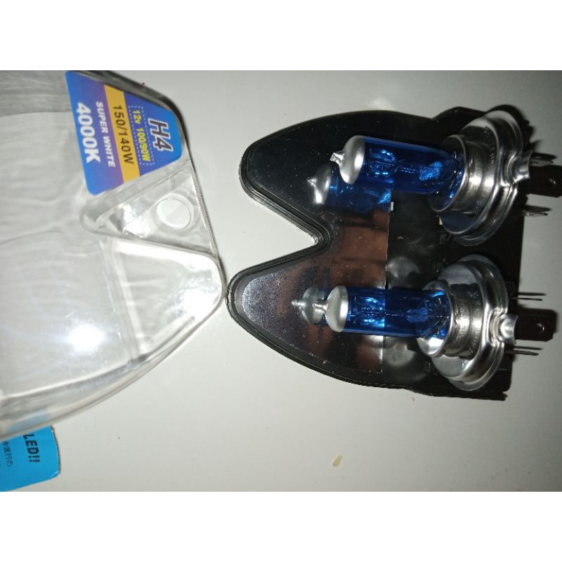 Lampu H4 super putih halogen 12v 4000k 100/90 harga per set 2 pcs