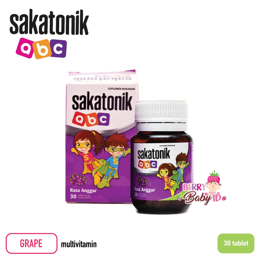 Sakatonik ABC Multivitamin Anak 30 Tablet Hisap Antariksa Orange Anggur Grape Stroberi Strawberry Berry Mart