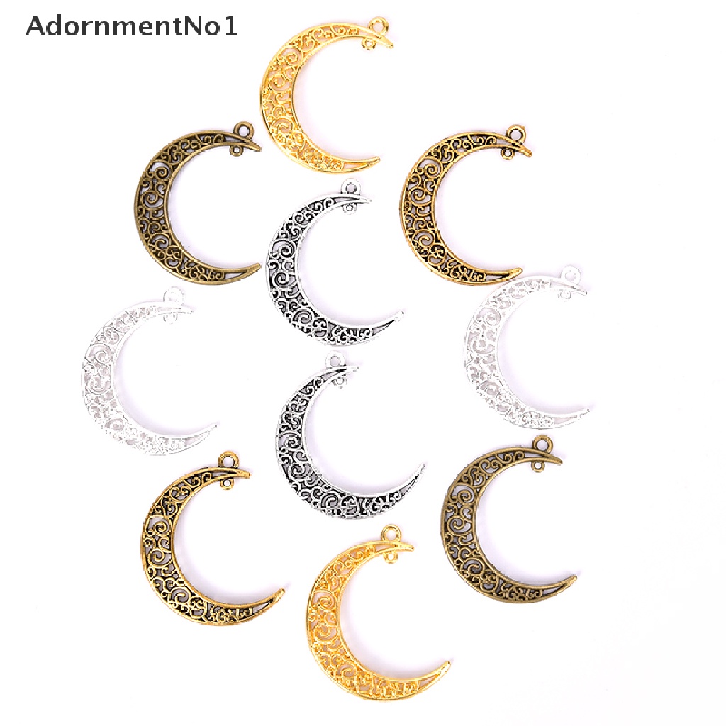 (AdornmentNo1) 10pcs / Set Liontin Antik Bentuk Bulan Sabit Bahan Alloy Untuk DIY Perhiasan