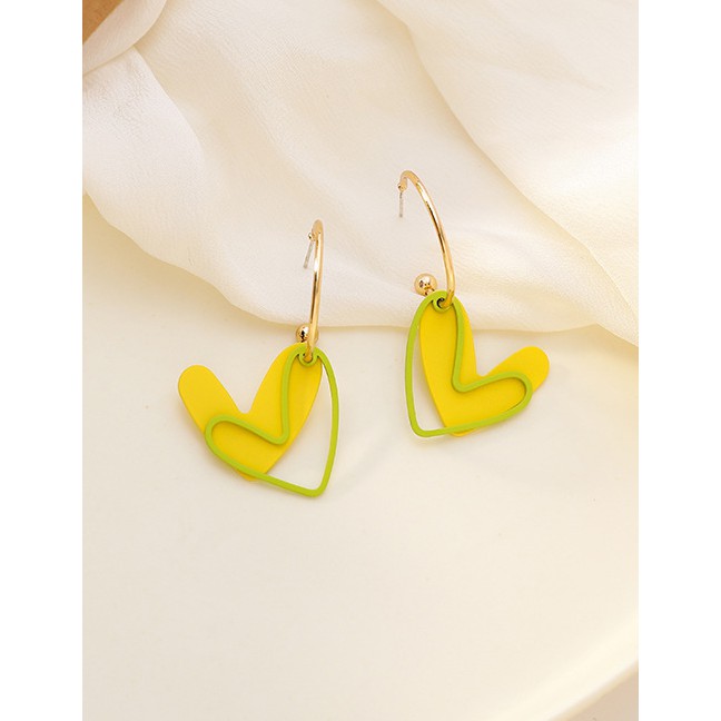 LRC Anting Gantung Fashion Heart Hollow Alloy Earrings K70226