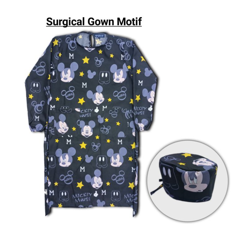 Surgical Gown Motif Lucu, Surgical Gown Motif Terbaru, Apron, Baju Jaga APD LUCU MURAH