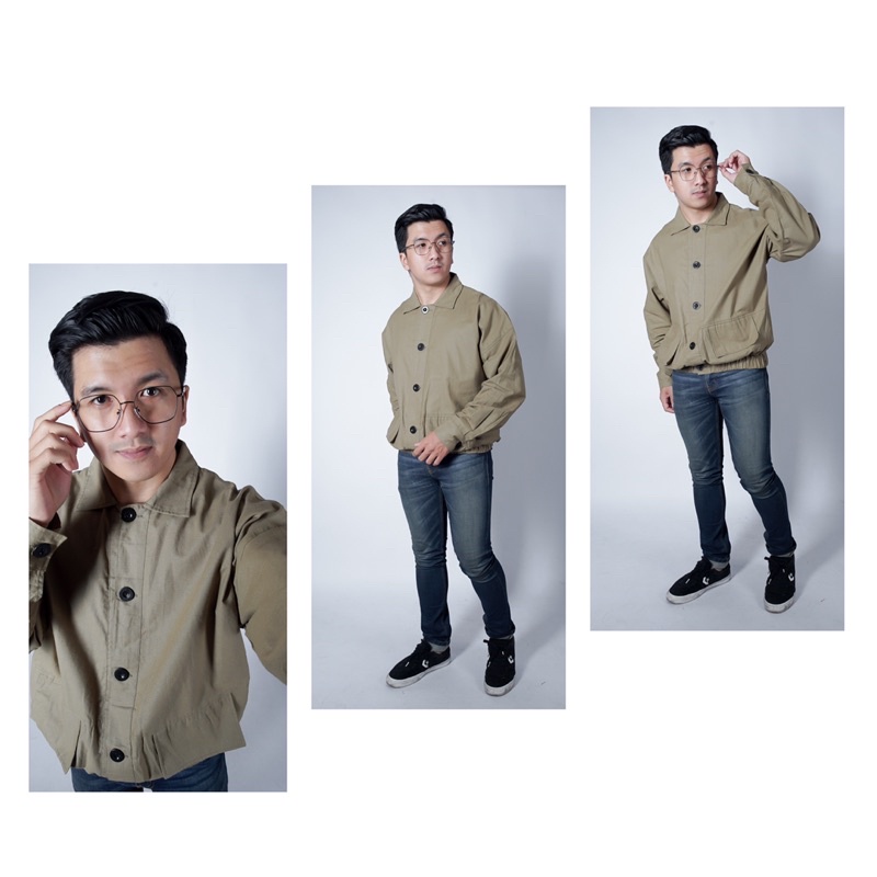 Jaket bomber cowok linen