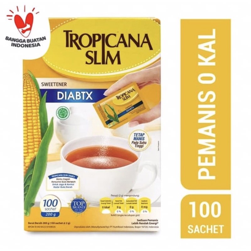 Tropicana slim DIABTX 25 50 &amp; 100 sachet ( gula khusus diabet rendah kalori )