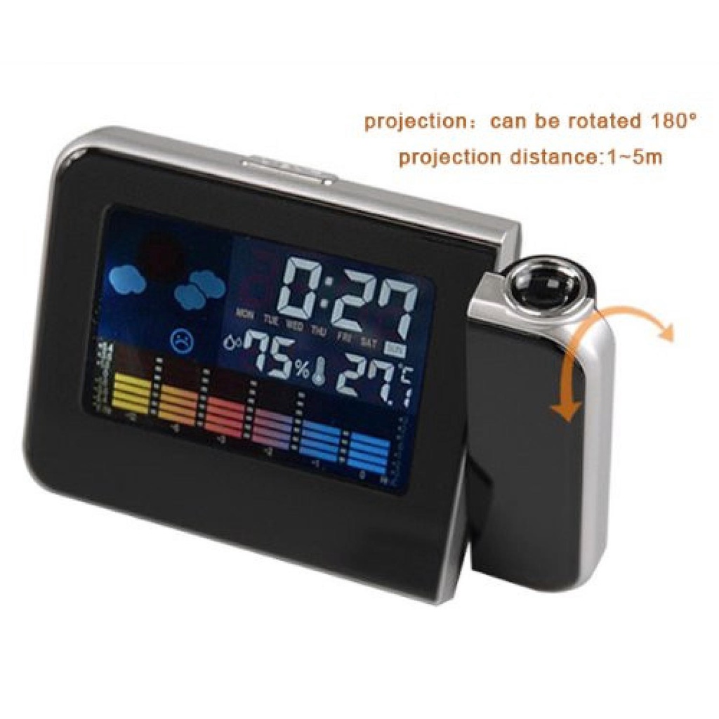 Jam Digital Proyektor Penunjuk Cuaca / Jam Digital LED Meja Penunjuk Cuaca Tanggal Hari / Jam Proyektor Lcd Lampu LED Unik Murah / Jam Pengukur Suhu Ruangan / Jam Meja LED Digital Clock Dengan Proyektor Display Light / Jam Weker Murah Original