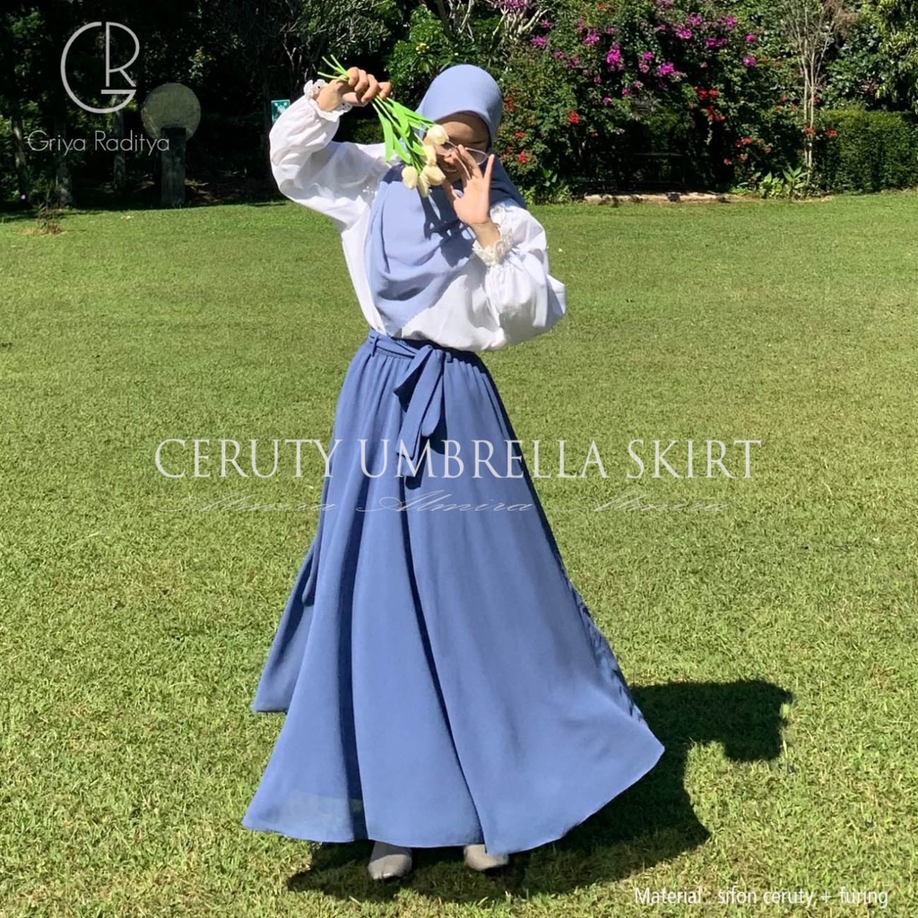 Rok Panjang Wanita Payung Muslimah Sifon Chiffon Ceruti Umbrella Skirt Griyaraditya Almira