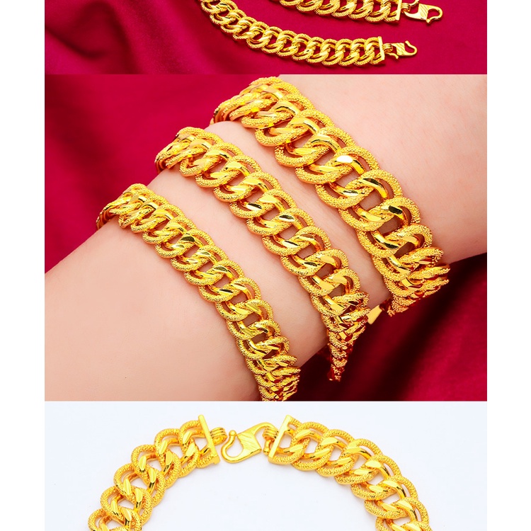 Gelang Rantai Model Twist Lapis Emas Asli Kadar 375 Ukuran 15mm Gaya Klasik Untuk Pria