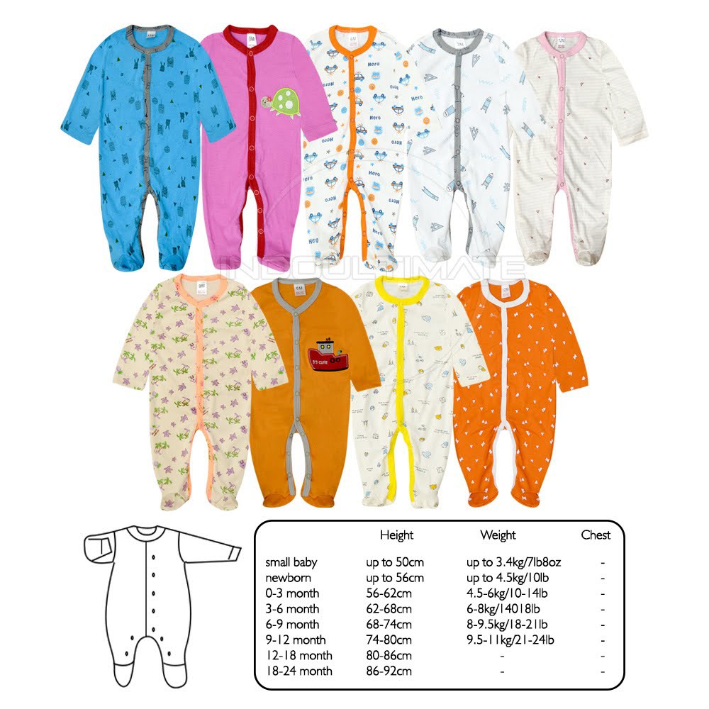 [RANDOM MOTIF] Sleepsuit Kaki Tutup Bayi Jumper Kaki Tutup Bayi Baru Lahir Lengan Panjang BC-09002