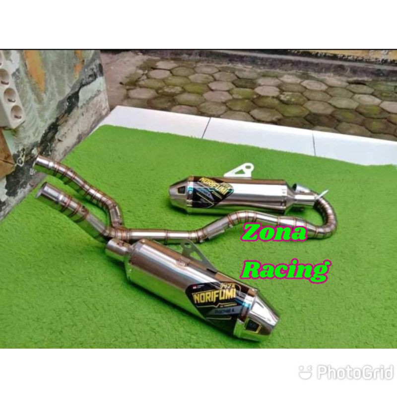 Knalpot norifumi double slenser untuk klx/dtracker/crf/tiger/scorpio/megapro DLL