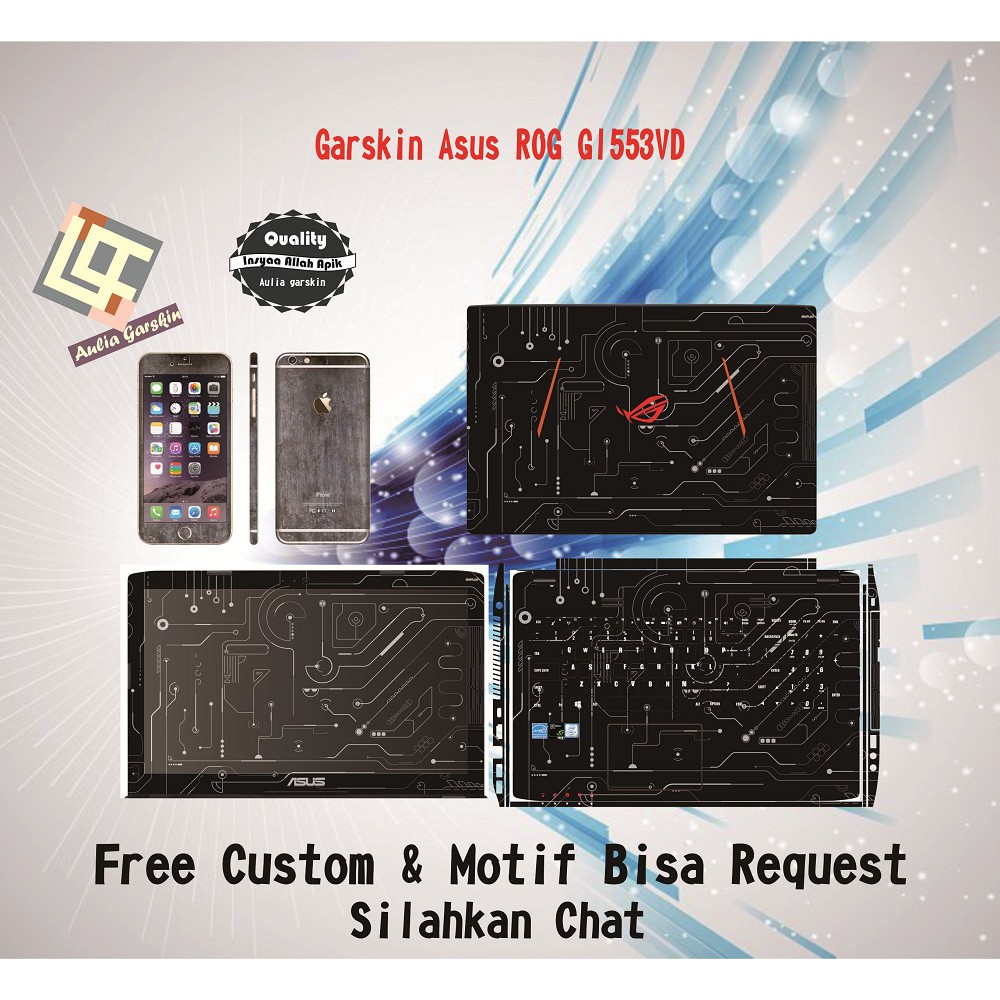 Garskin Laptop Asus Rog GL553VD motif Red Line - Free Custom Motif