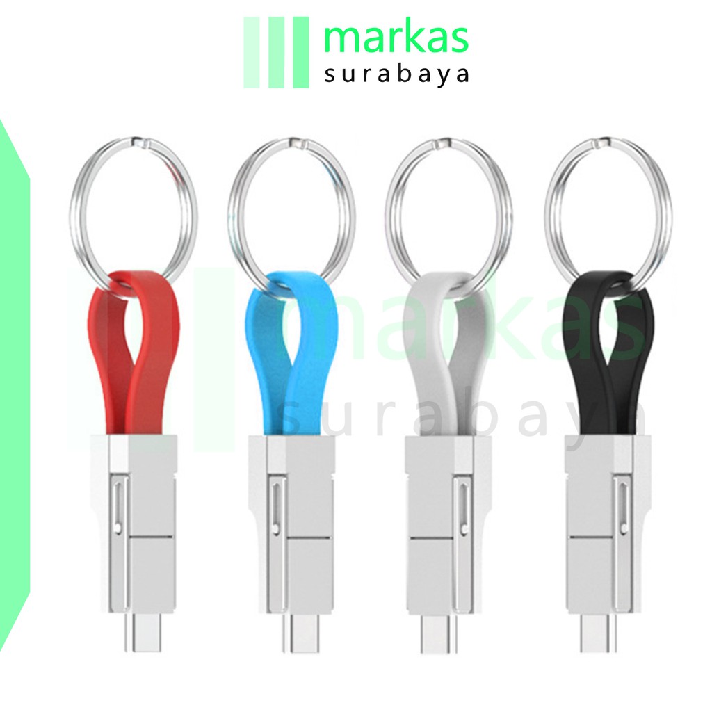HL0131 Gantungan Kabel USB Tipe C Mikro USB 2A 3 In1 Gantungan Kunci Mini Magnetik Charger S1056