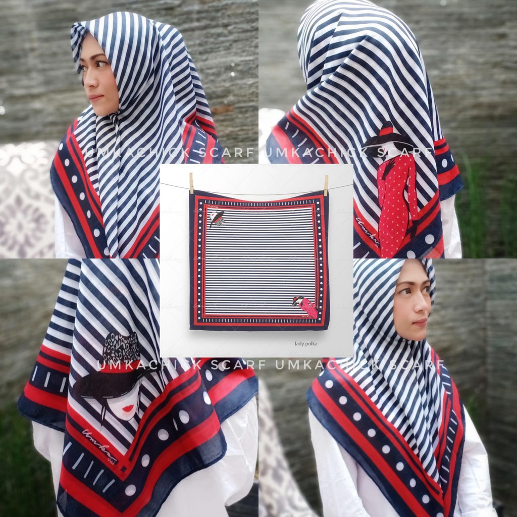 HIJAB LADY POLKA – JILBAB VOAL SEGIEMPAT SCARF PRINTED UMKACHICK