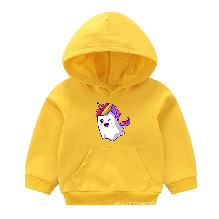 Hoodie Ghost Unicorn Sweater Pakaian Anak M - XXL