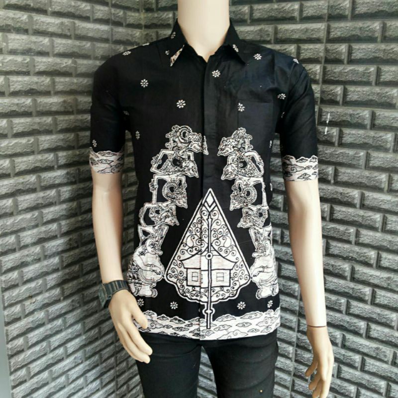 BSWART Batik HRB026 Kenongo Hem Pendek Padi Pekalongan M L XL Batik Pria MURAH Modern Grosir