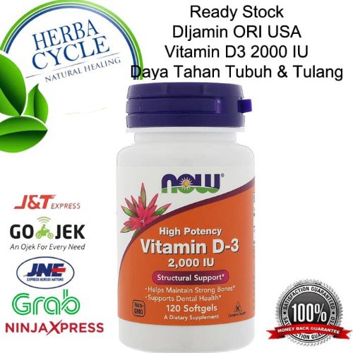 Promo Murah Vitamin D3 Now 2000 UI 120 Softgels ori USA Now D3 2000 Now Vit D3 2000