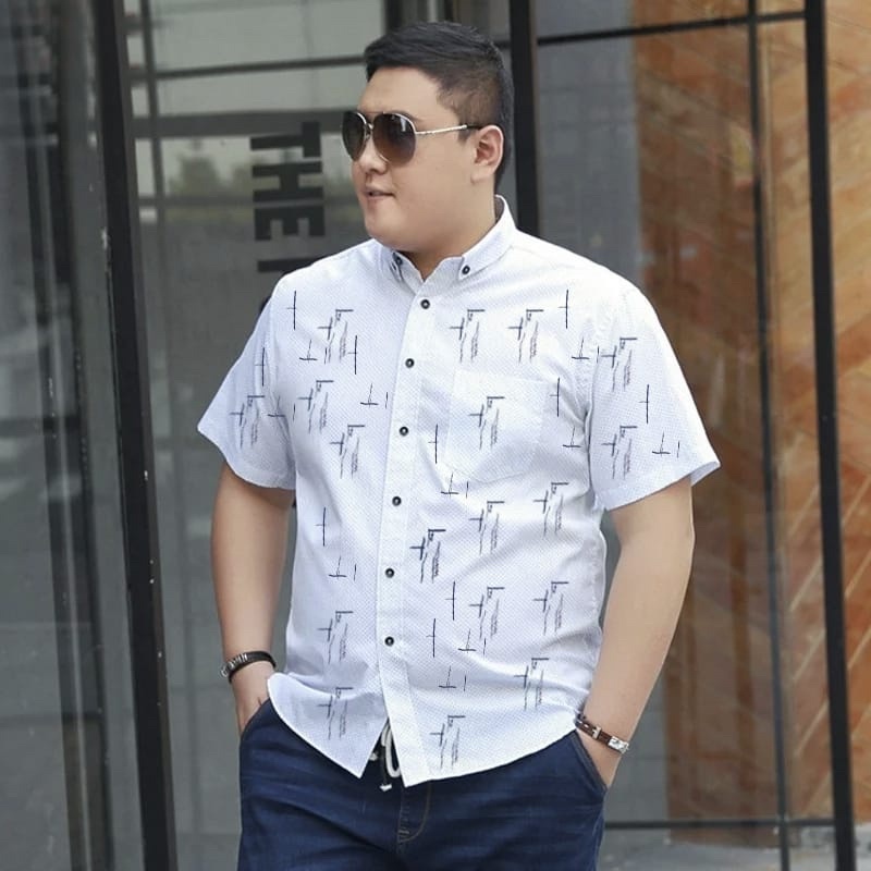 KEMEJA JUMBO PRIA LENGAN PENDEK HEM COWOK BIG SIZE SAMUEL MOTIF PREMIUM