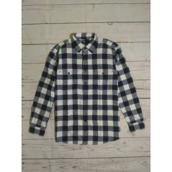 kemeja flannel/flanel tangan panjang pria UNIQLO/outer