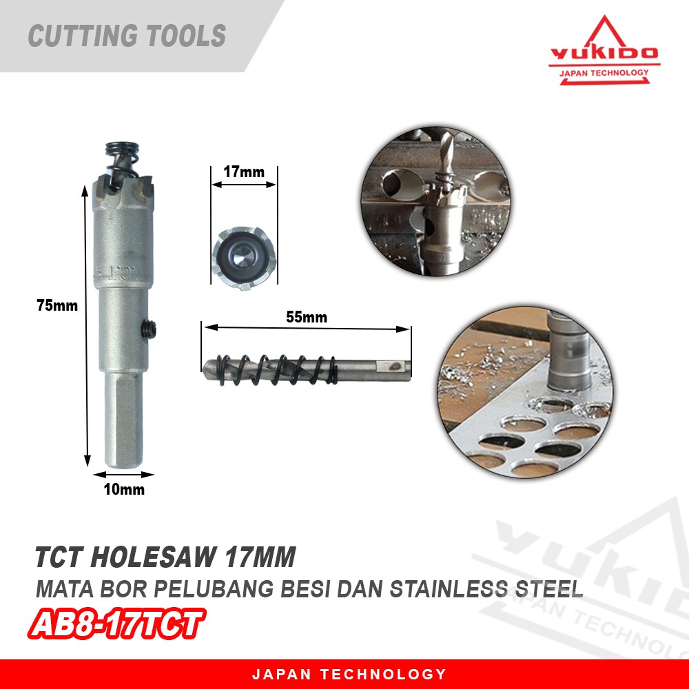 PROMO KHUSUS HARI INI YUKIDO Hole Saw / Mata Bor Besi TCT (Tungsten Carbide Tipped),  TCT holesaw 17 mm