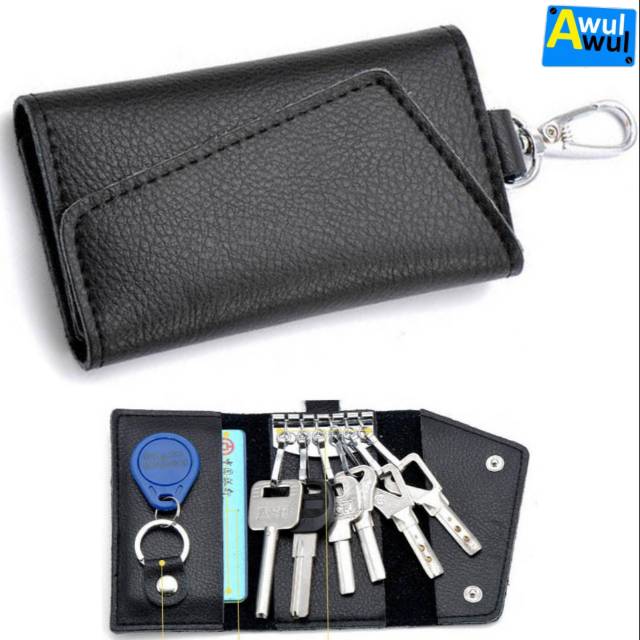 Dompet Gantungan Kunci Mobil 6 Slot Kunci + Slot Kartu
