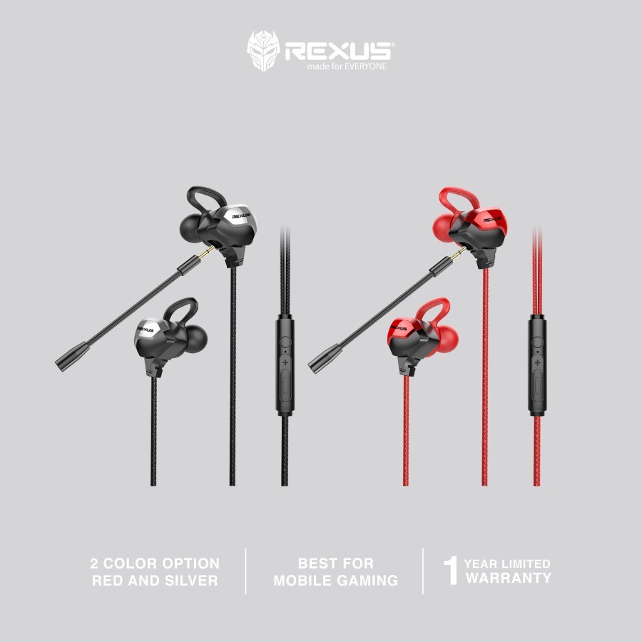 Rexus Gaming Earphone ME-6 / ME6 with Dual Microphone Free Splitter