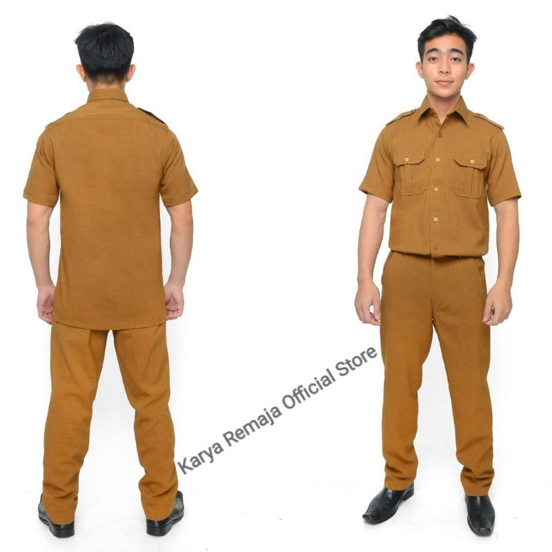 Setelan Baju Celana Seragam Pemda PNS Laki Laki Semi Wool Premium
