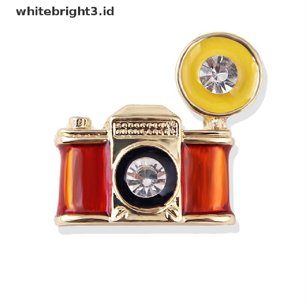 (whitebright3.id) Bros Pin Enamel Bentuk Kamera Mini Gaya Vintage Untuk Aksesoris Sweater / Syal / Hadiah