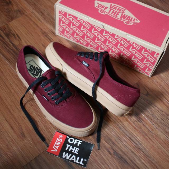 ( COD ) VANS TERMURAH VANS PREMIUM ORIGINAL VANS AUTHENTIC MONO MARUN / MERAH GUME BROWN VANS MAROON