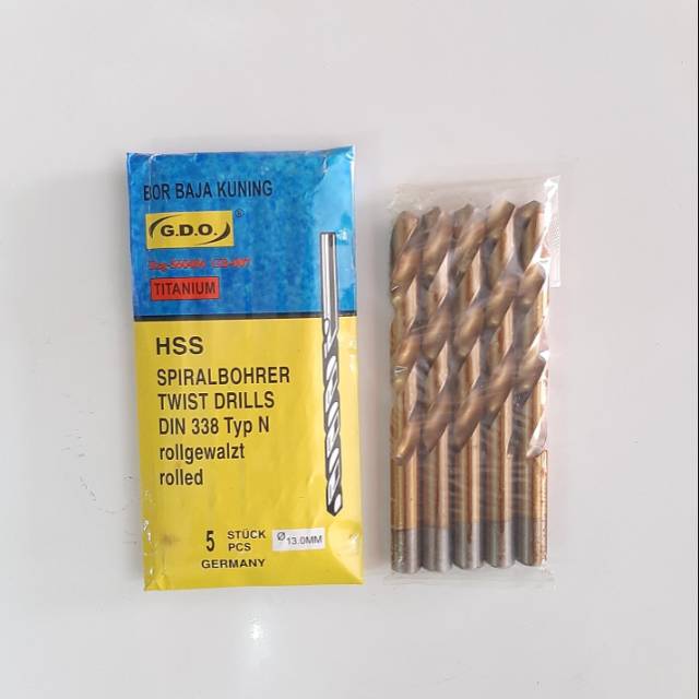 Mata bor besi baja kuning Titanium GDO 13mm isi 5pcs