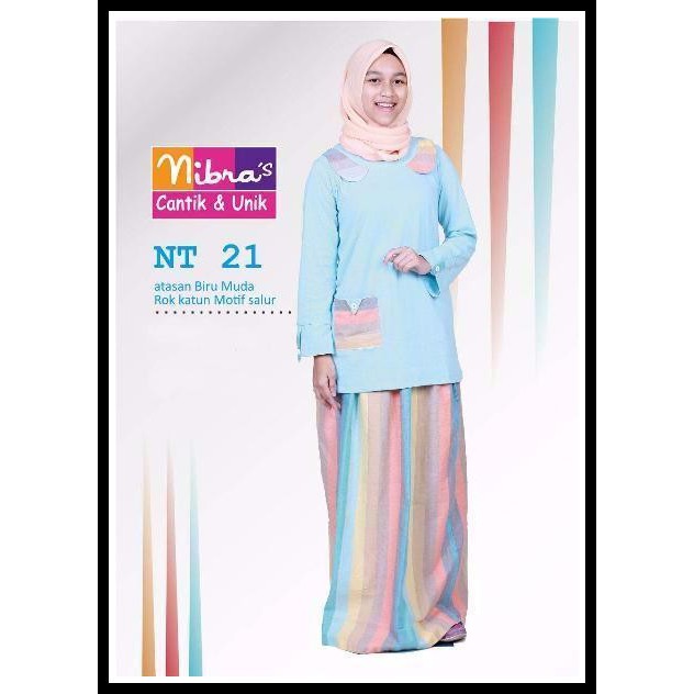 Baju Gamis Remaja Nibras NT 21 Biru Gamis Teen Gamis Remaja
